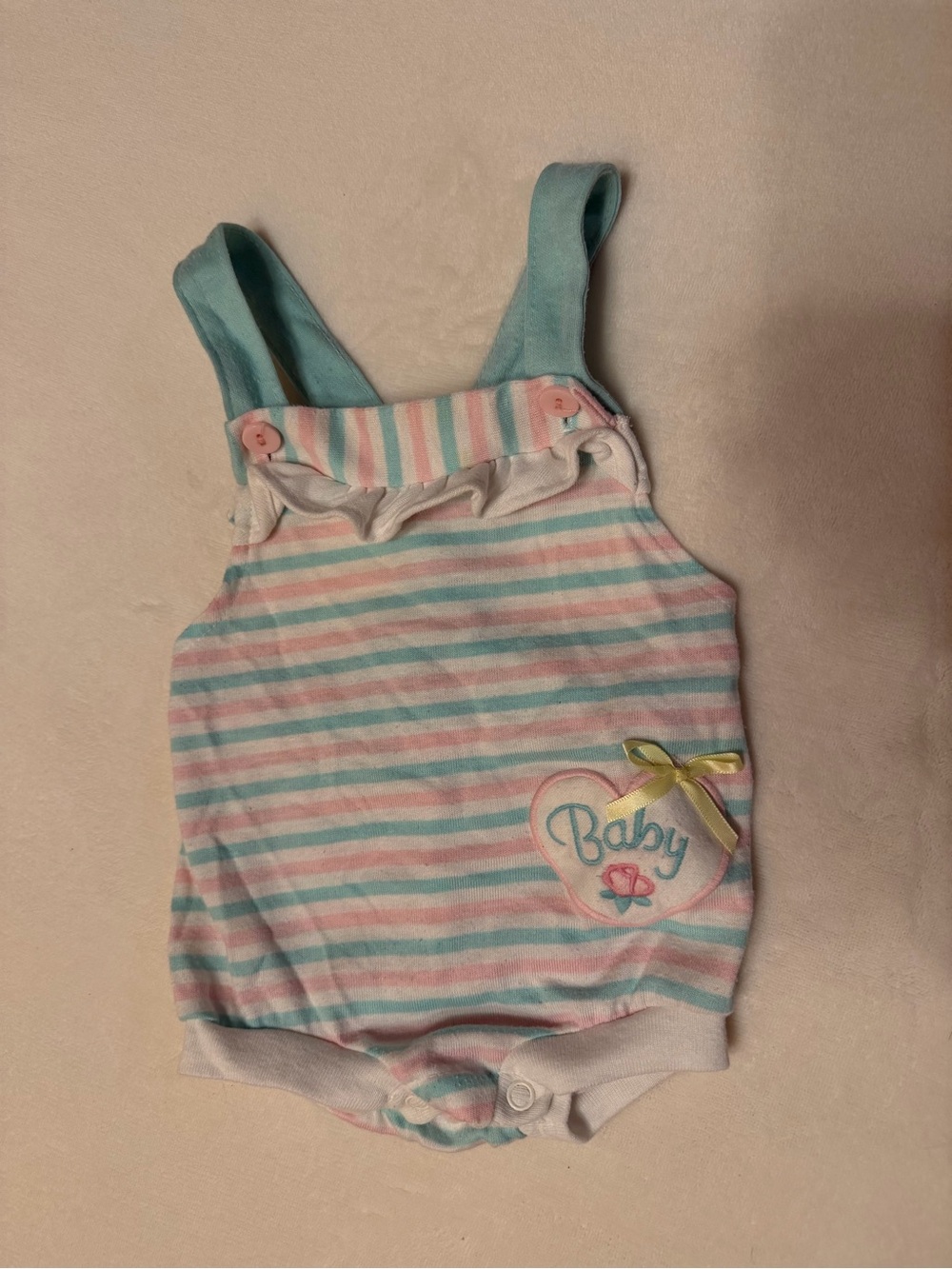 Vintage Pastel Striped Baby Romper